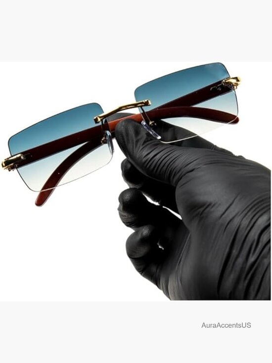 Vintage Rimless Rectangular Sunglasses Retro UV400 Polarized Unisex Square